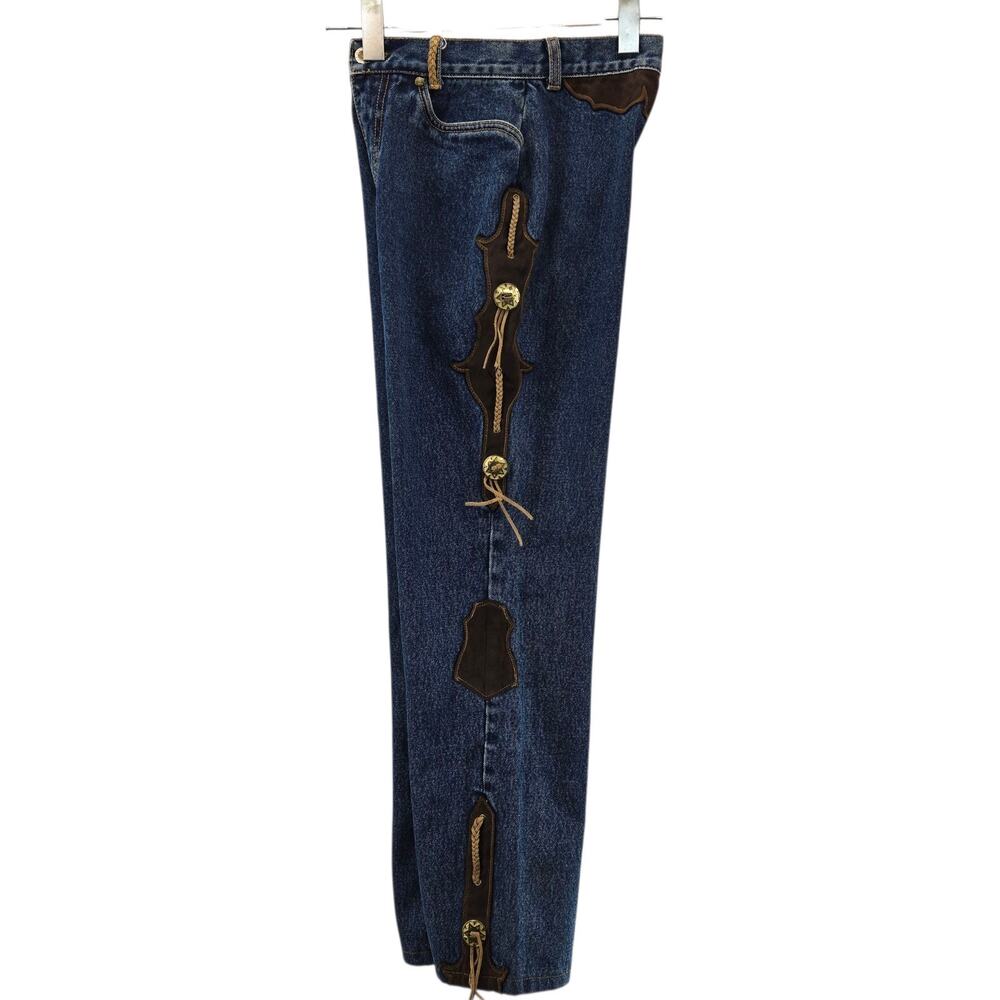 Vintage Lawman Western Jeans Juniors 3 24"‎ Waist Cowgirl Rodeo Fringe Concho